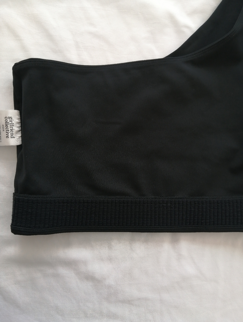 Girlfriend Collective Black Bianca One Shoulder Sports Bra Large - Picture 8 of 13